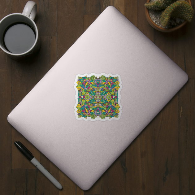 Weird monsters having fun by replicating in a seamless pattern design by zooco